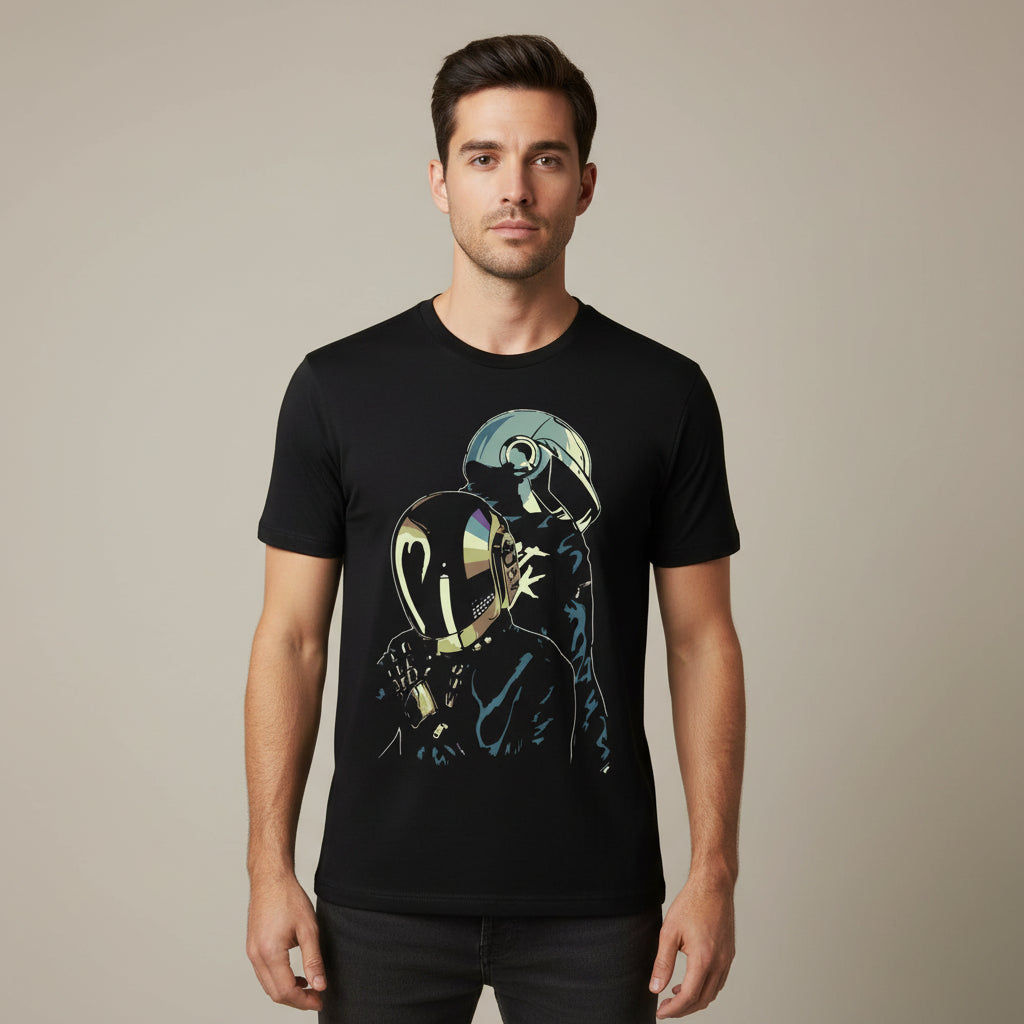 daft punk the duo t-shirt music band buy online united states of america usa the banyan tee tbt men women girls boys unisex black