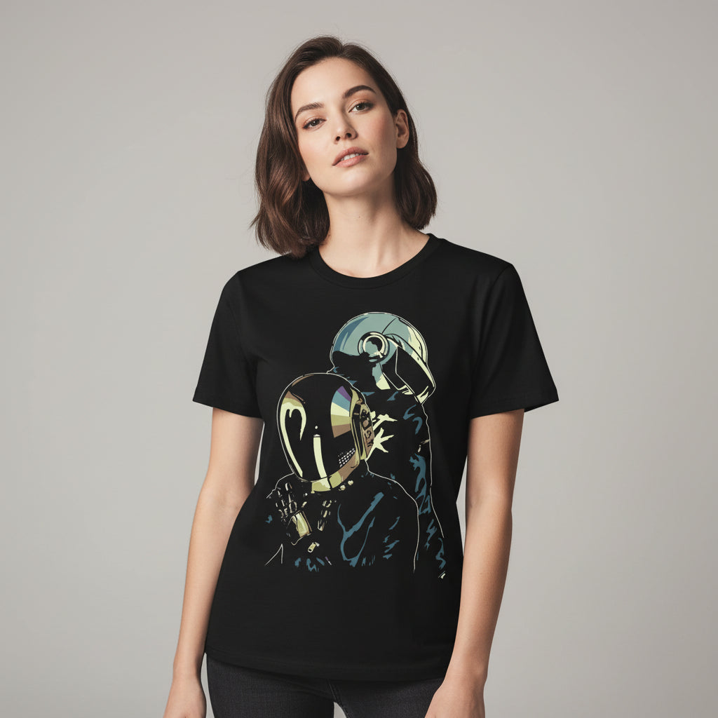 daft punk the duo t-shirt music band buy online united states of america usa the banyan tee tbt men women girls boys unisex black