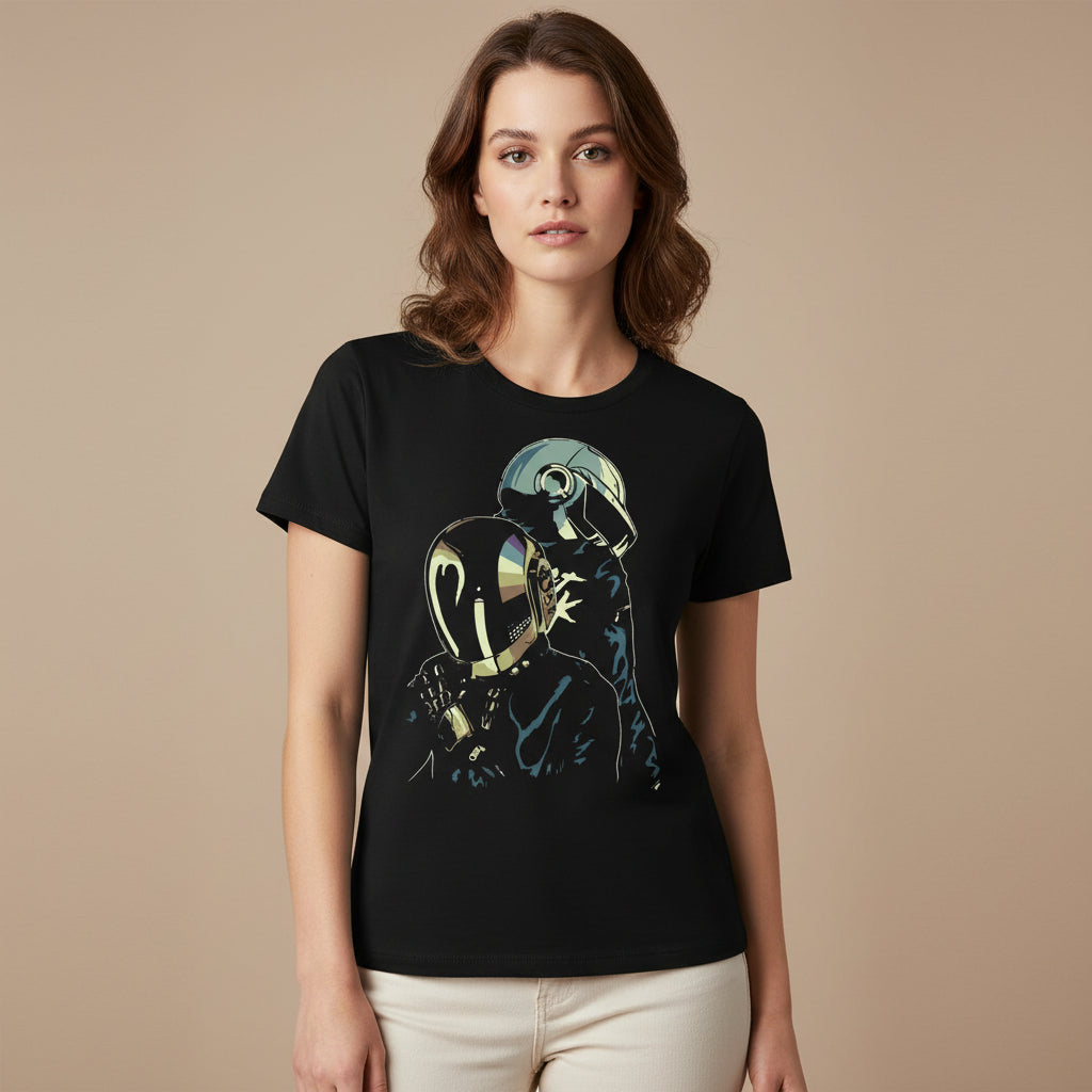 daft punk the duo t-shirt music band buy online united states of america usa the banyan tee tbt men women girls boys unisex black