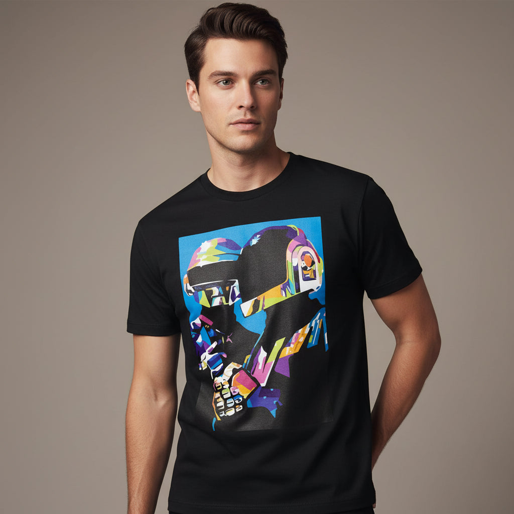 daft punk the duo t-shirt music band buy online united states of america usa the banyan tee tbt men women girls boys unisex black