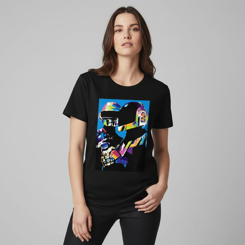 daft punk the duo t-shirt music band buy online united states of america usa the banyan tee tbt men women girls boys unisex black