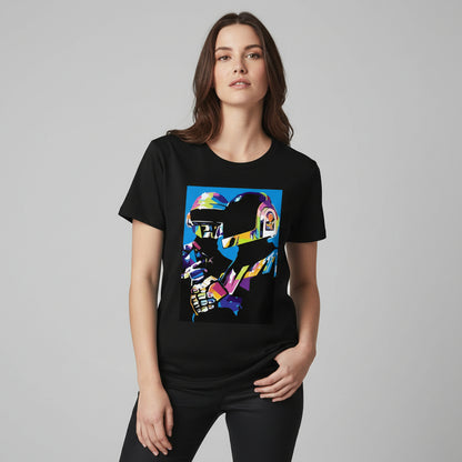 daft punk the duo t-shirt music band buy online united states of america usa the banyan tee tbt men women girls boys unisex black