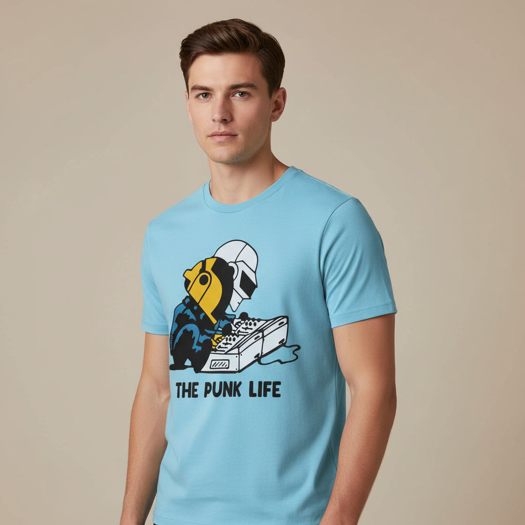 daft punk the pun-shirt music band buy online united states of america usa the banyan tee tbt men women girls boys unisex Sky Blue