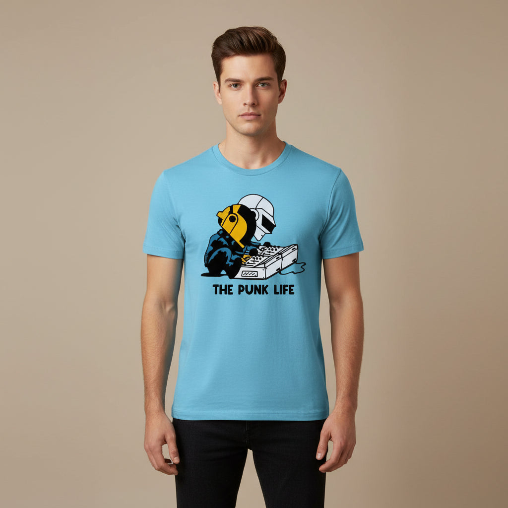 daft punk the punk life t-shirt music band buy online united states of america usa the banyan tee tbt men women girls boys unisex Sky Blue