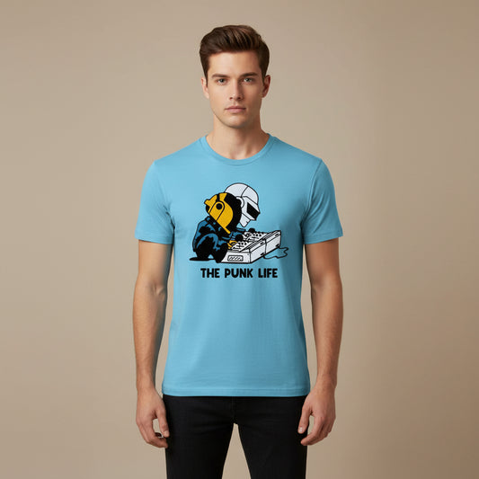 daft punk the punk life t-shirt music band buy online united states of america usa the banyan tee tbt men women girls boys unisex Sky Blue