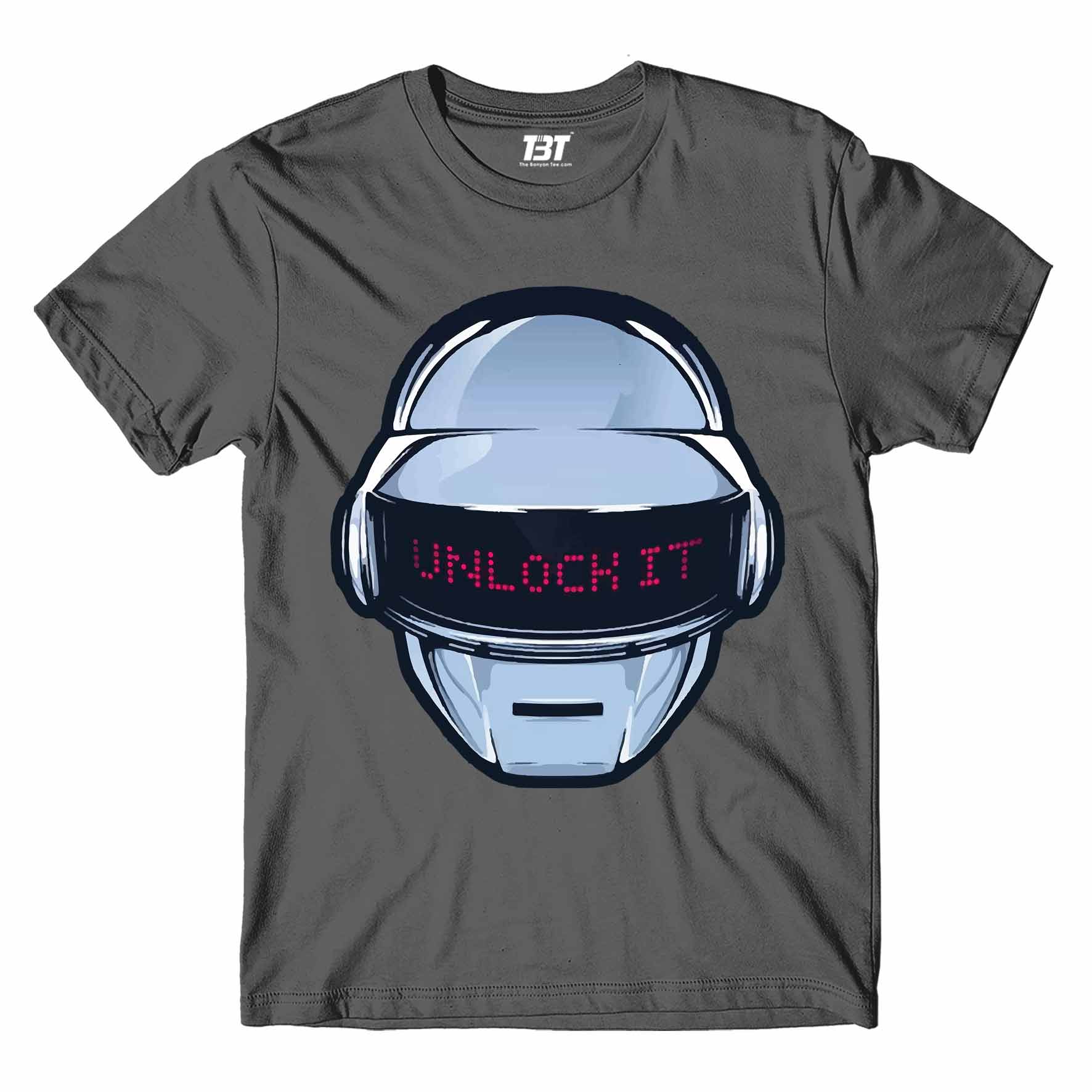 daft punk unlock it t-shirt music band buy online usa united states the banyan tee tbt men women girls boys unisex steel grey