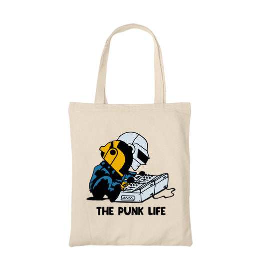 daft punk the punk life tote bag hand printed cotton women men unisex