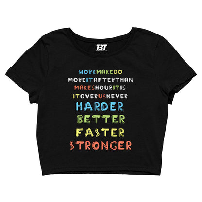 daft punk harder, better, faster, stronger crop top music band buy online united states of america usa the banyan tee tbt men women girls boys unisex black