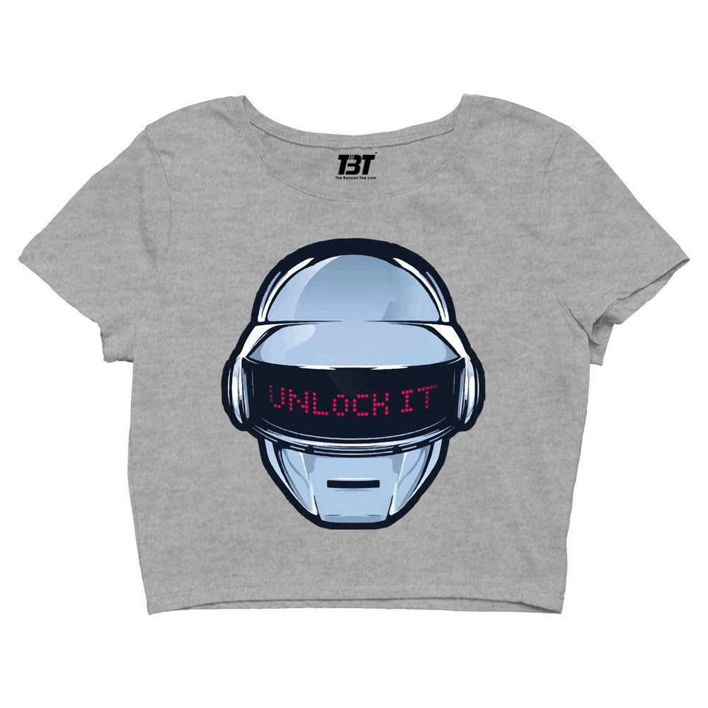 daft punk unlock it crop top music band buy online united states of america usa the banyan tee tbt men women girls boys unisex steel grey