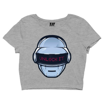 daft punk unlock it crop top music band buy online united states of america usa the banyan tee tbt men women girls boys unisex steel grey