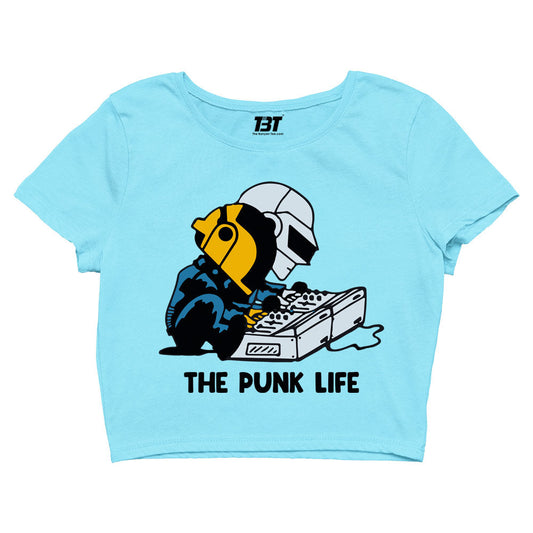 daft punk the punk life crop top music band buy online united states of america usa the banyan tee tbt men women girls boys unisex Sky Blue