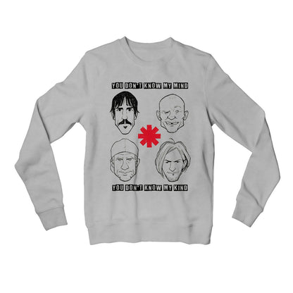 red hot chili peppers dark necessities sweatshirt upper winterwear music band buy online united states usa the banyan tee tbt men women girls boys unisex gray