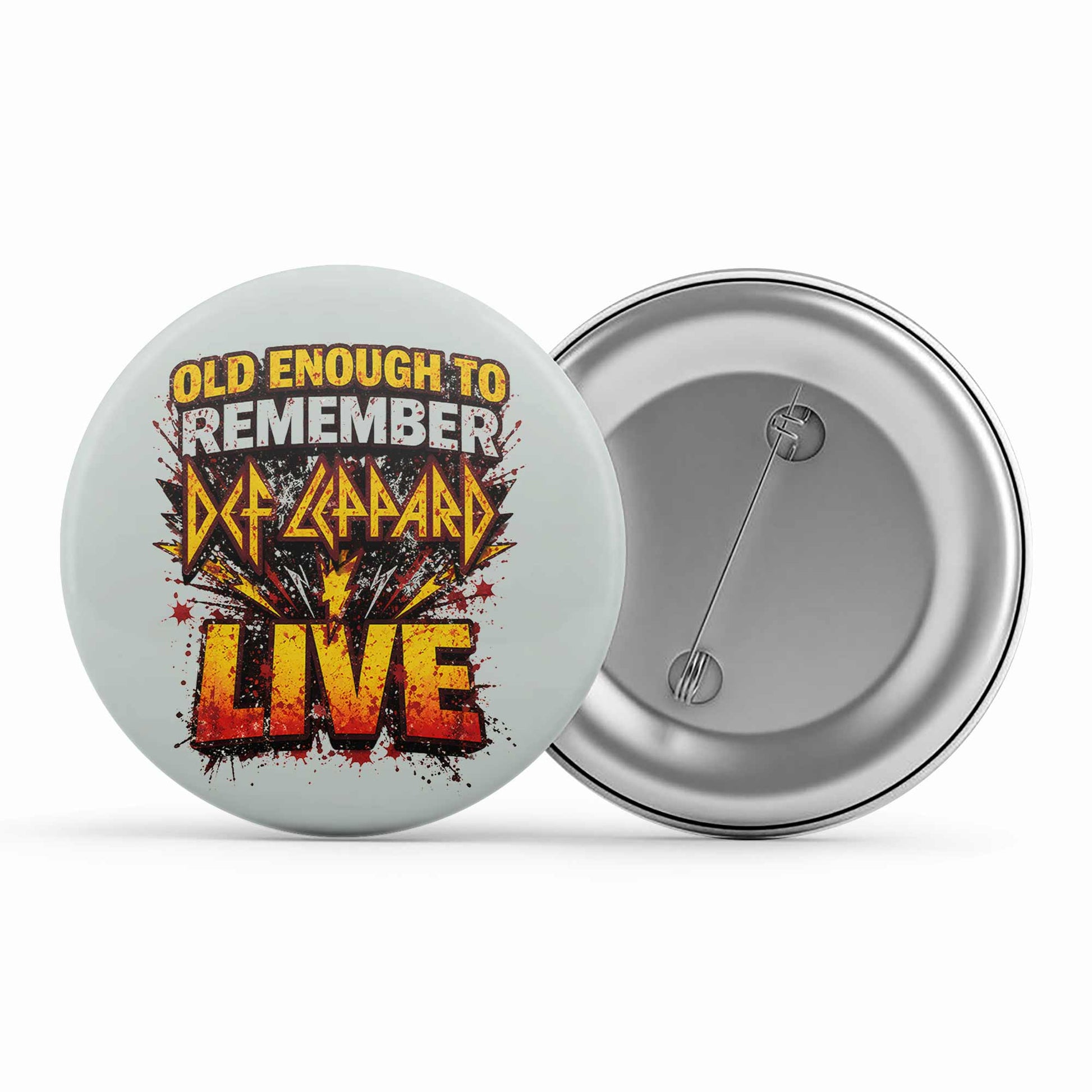 def leppard old enough badge pin button music band buy online united states usa the banyan tee tbt men women girls boys unisex  