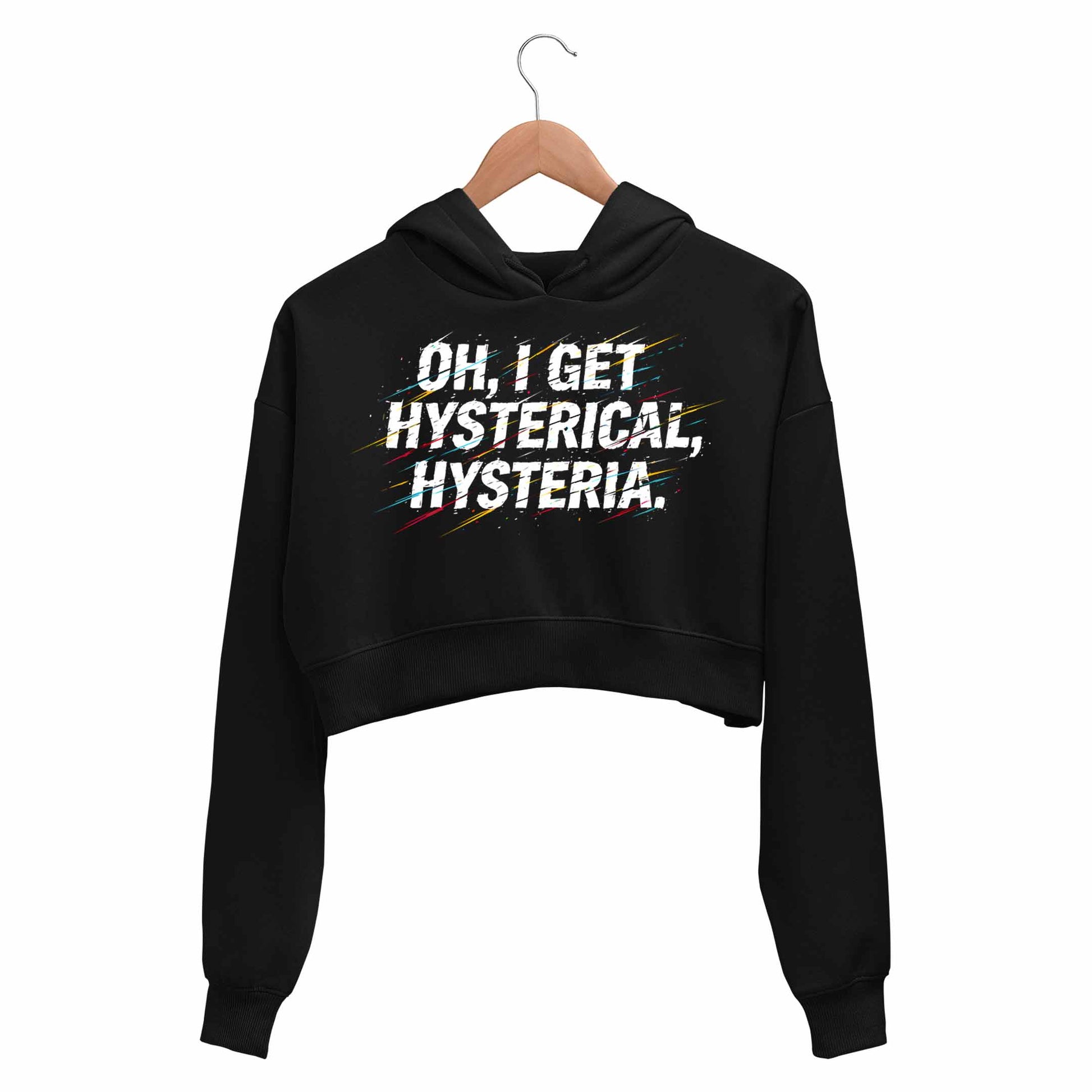 def leppard i get hysterical crop hoodie hooded sweatshirt upper winterwear music band buy online united states usa the banyan tee tbt men women girls boys unisex black 