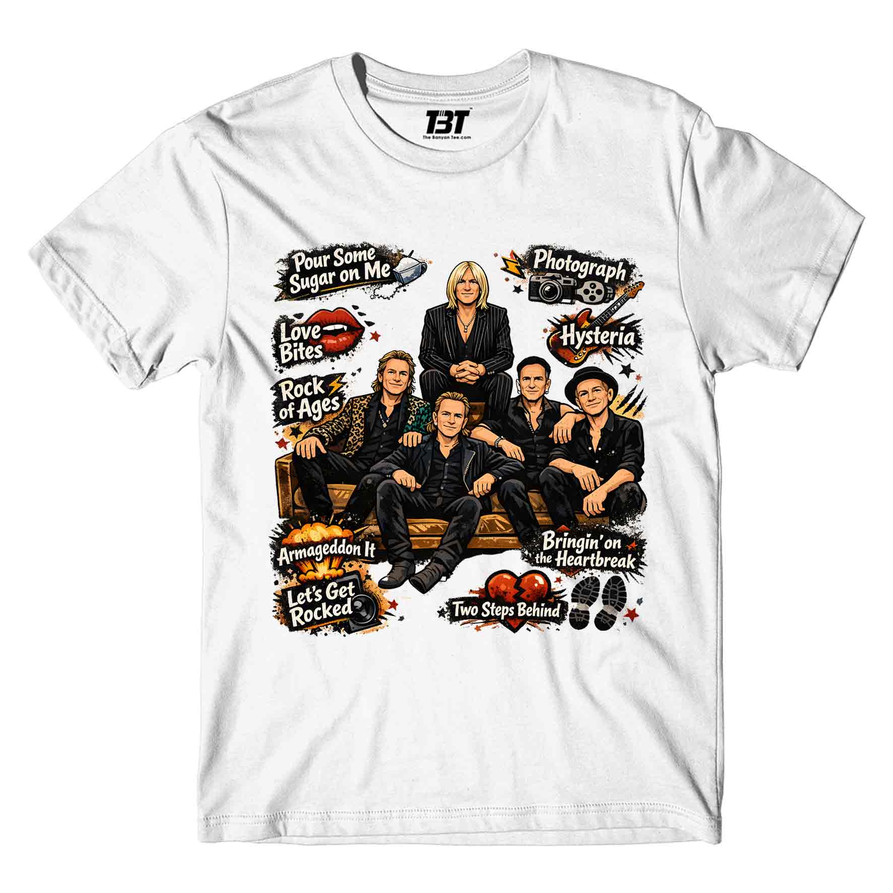 def leppard doodle leppard t-shirt music band buy online united states usa the banyan tee tbt men women girls boys unisex white 