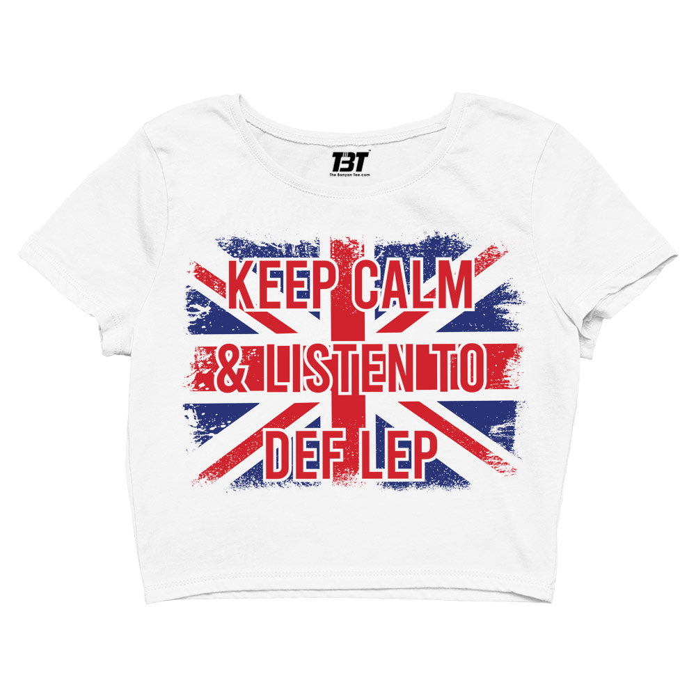 def leppard keep calm crop top music band buy online united states of america usa the banyan tee tbt men women girls boys unisex white and listen to def leppard