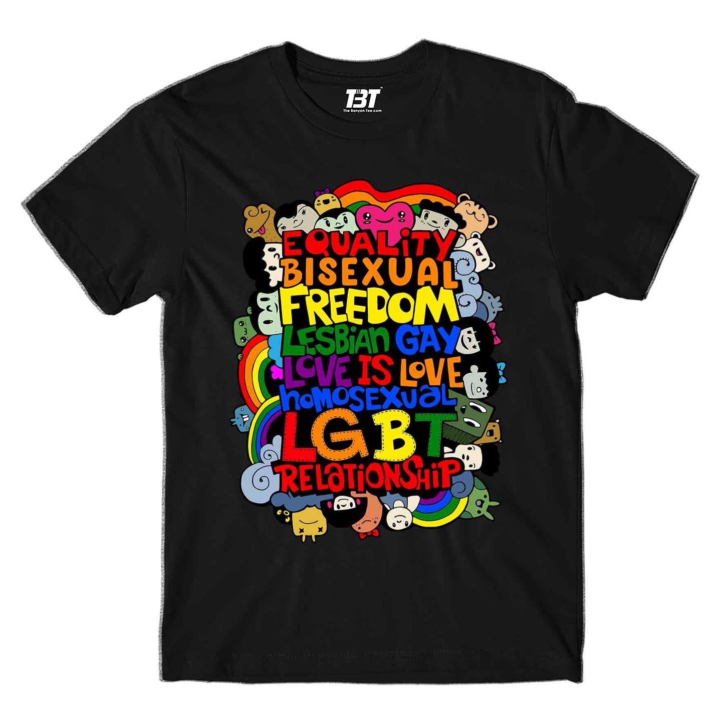 pride doodle t-shirt printed graphic stylish buy online united states u s the banyan tee tbt men women girls boys unisex black - lgbtqia+