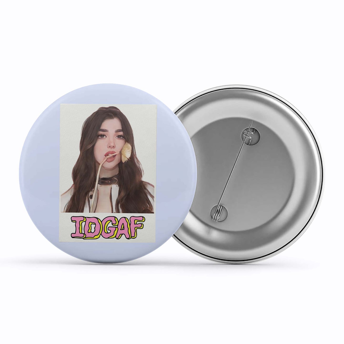 dua lipa idgaf badge pin button music band buy online united states of america usa the banyan tee tbt men women girls boys unisex