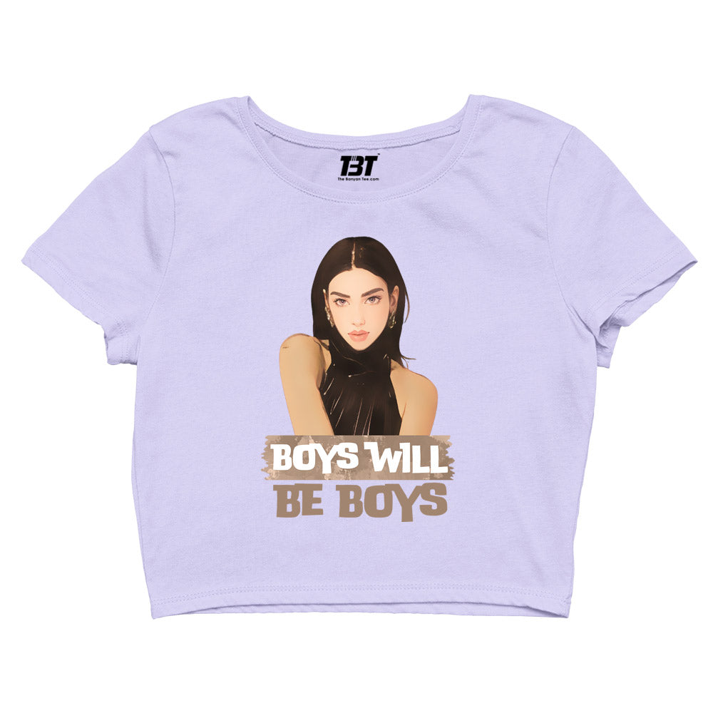 dua lipa boys will be boys crop top music band buy online united states of america usa the banyan tee tbt men women girls boys unisex lavender