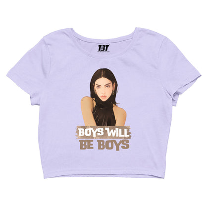 dua lipa boys will be boys crop top music band buy online united states of america usa the banyan tee tbt men women girls boys unisex lavender