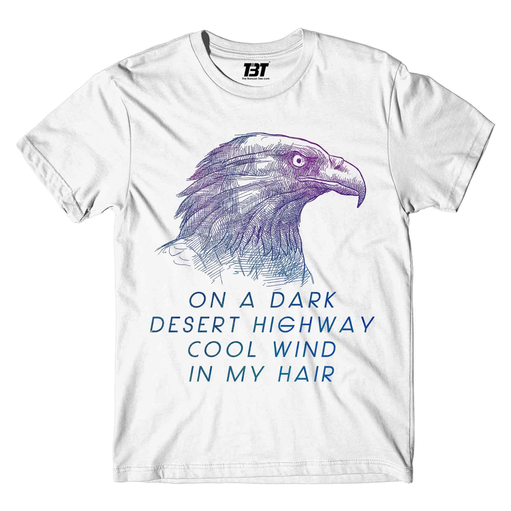 eagles on a dark desert highway t-shirt music band buy online usa united states the banyan tee tbt men women girls boys unisex white - hotel california