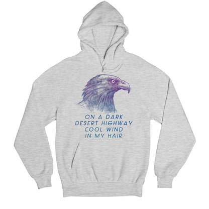 eagles on a dark desert highway hoodie hooded sweatshirt winterwear music band buy online usa united states of america the banyan tee tbt men women girls boys unisex gray - hotel california