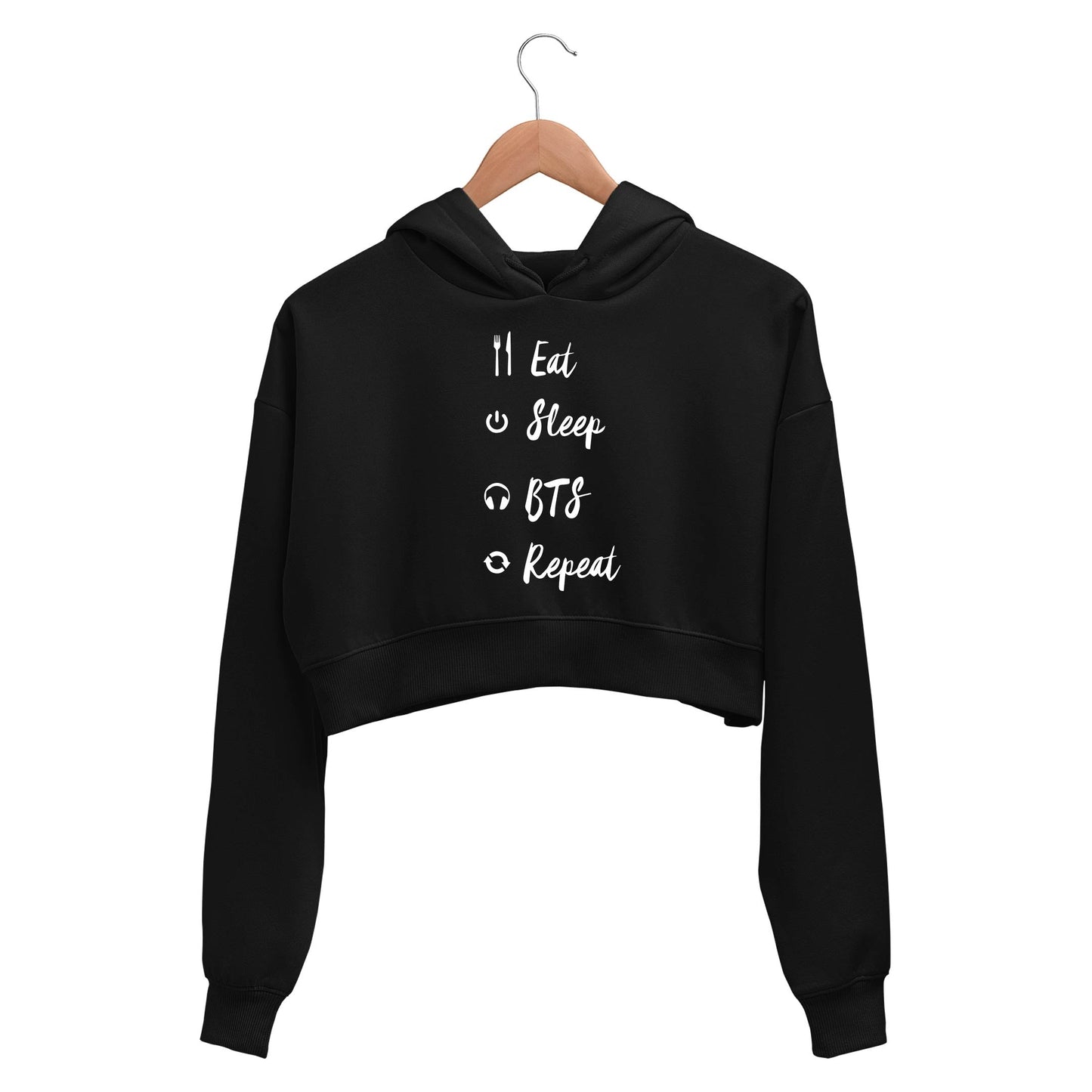 bts eat sleep repeat crop hoodie - bangtan boys k-pop bands boy army dynamite korean t-shirt meesho branded men amazon