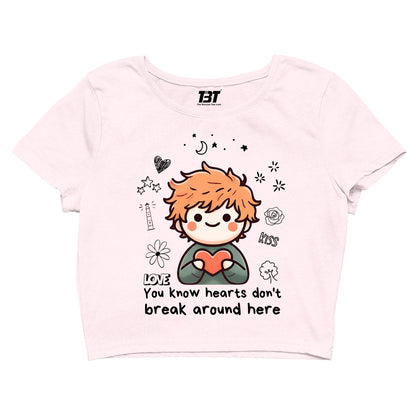 ed sheeran hearts don't break around here crop top music band buy online united states of america usa the banyan tee tbt men women girls boys unisex Sky Blue