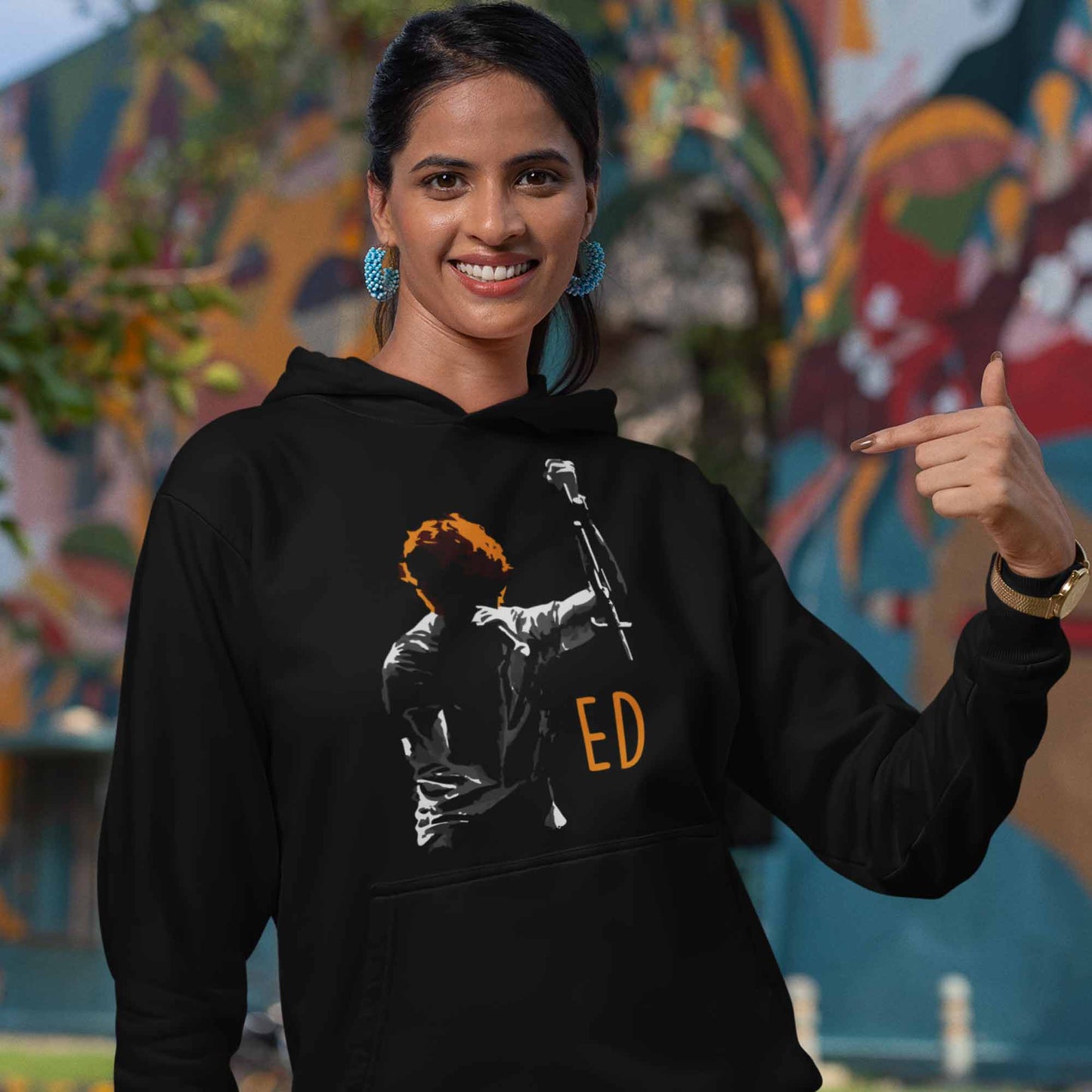 ed sheeran ed silhouette hoodie hooded sweatshirt winterwear music band buy online united states usa the banyan tee tbt men women girls boys unisex black