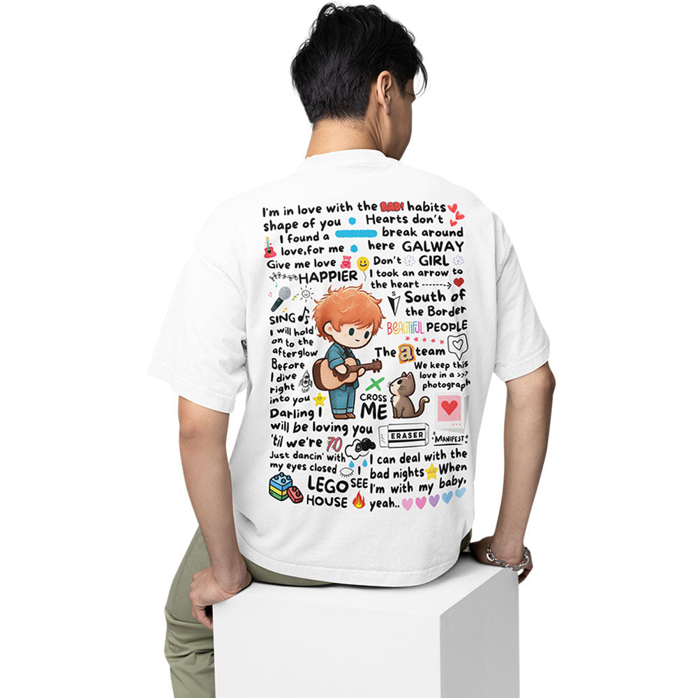 ed sheeran oversized t shirt - doodle music t-shirt white buy online india the banyan tee tbt men women girls boys unisex