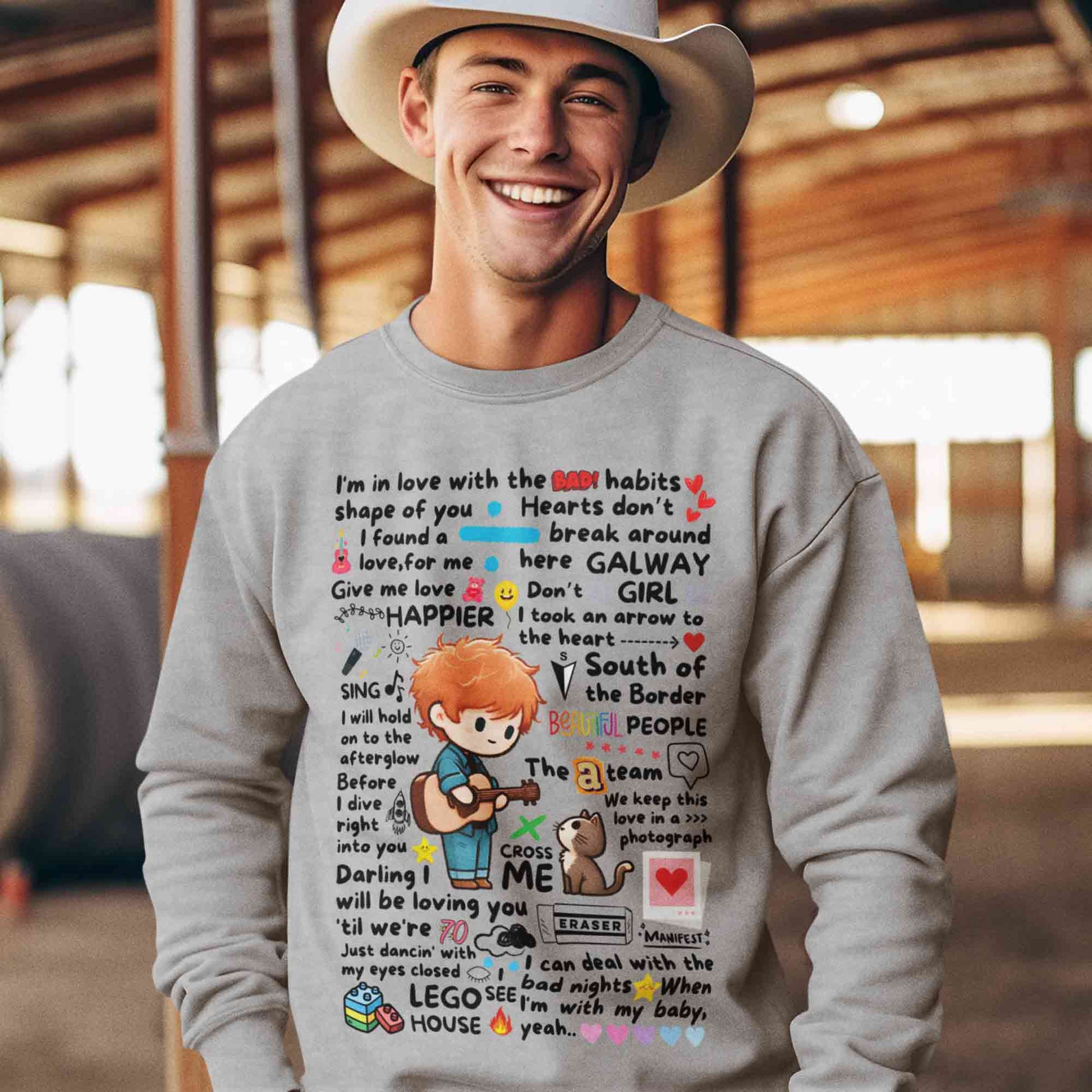 ed sheeran doodle sweatshirt upper winterwear music band buy online united states usa the banyan tee tbt men women girls boys unisex gray