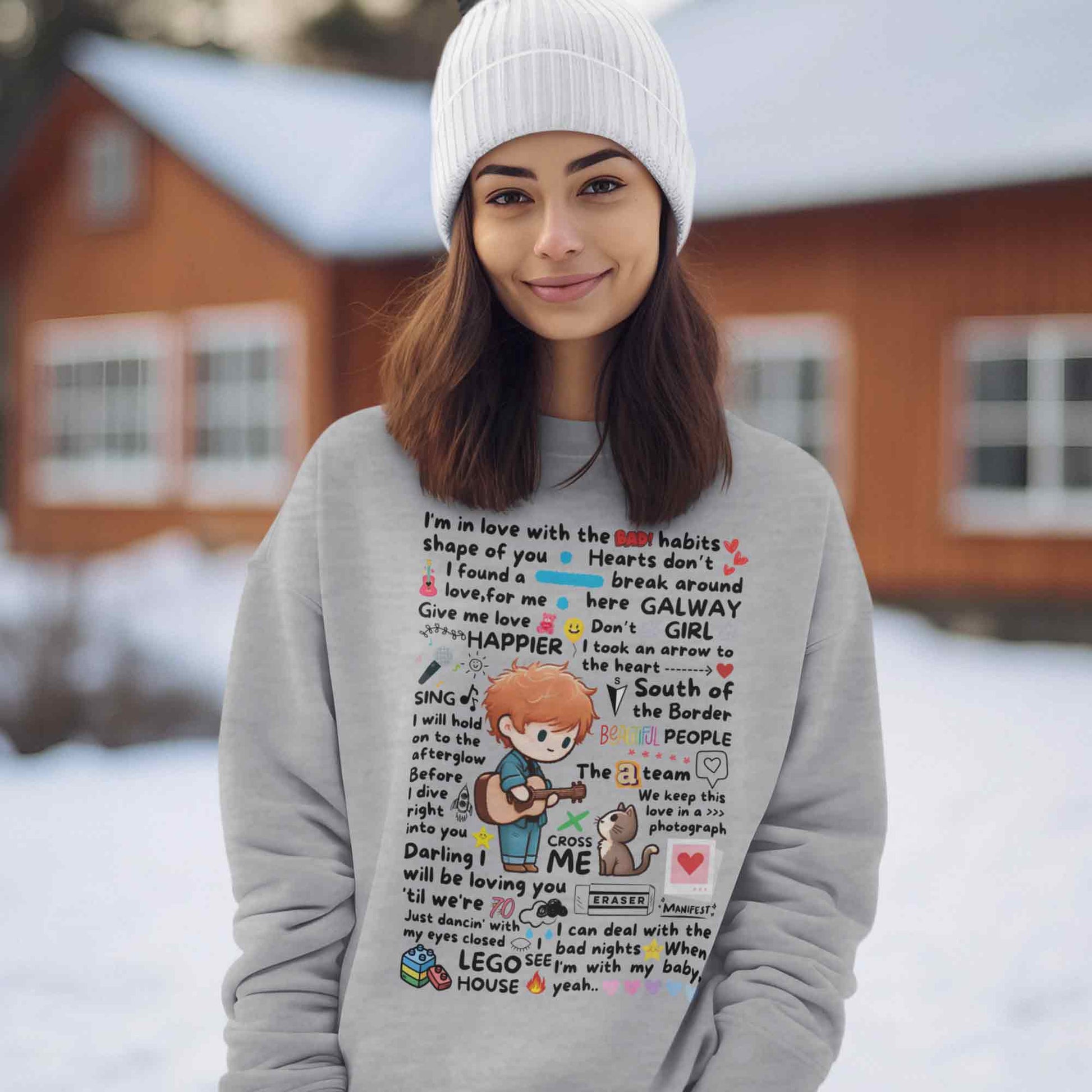 ed sheeran doodle sweatshirt upper winterwear music band buy online united states usa the banyan tee tbt men women girls boys unisex gray