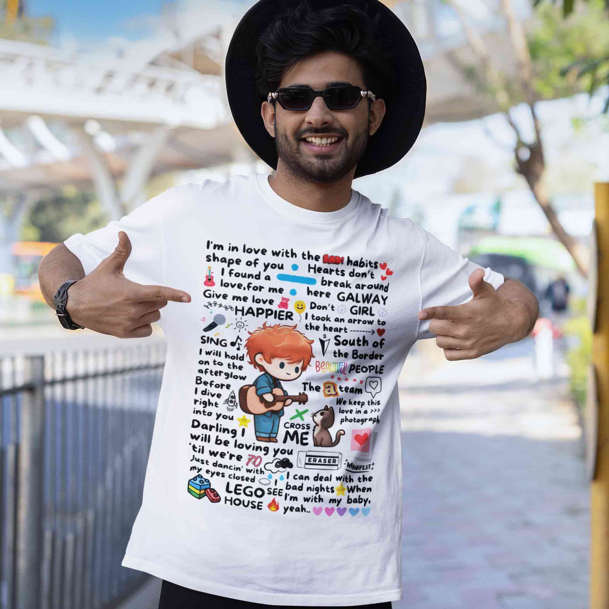 ed sheeran doodle t-shirt music band buy online united states of america usa the banyan tee tbt men women girls boys unisex baby pink