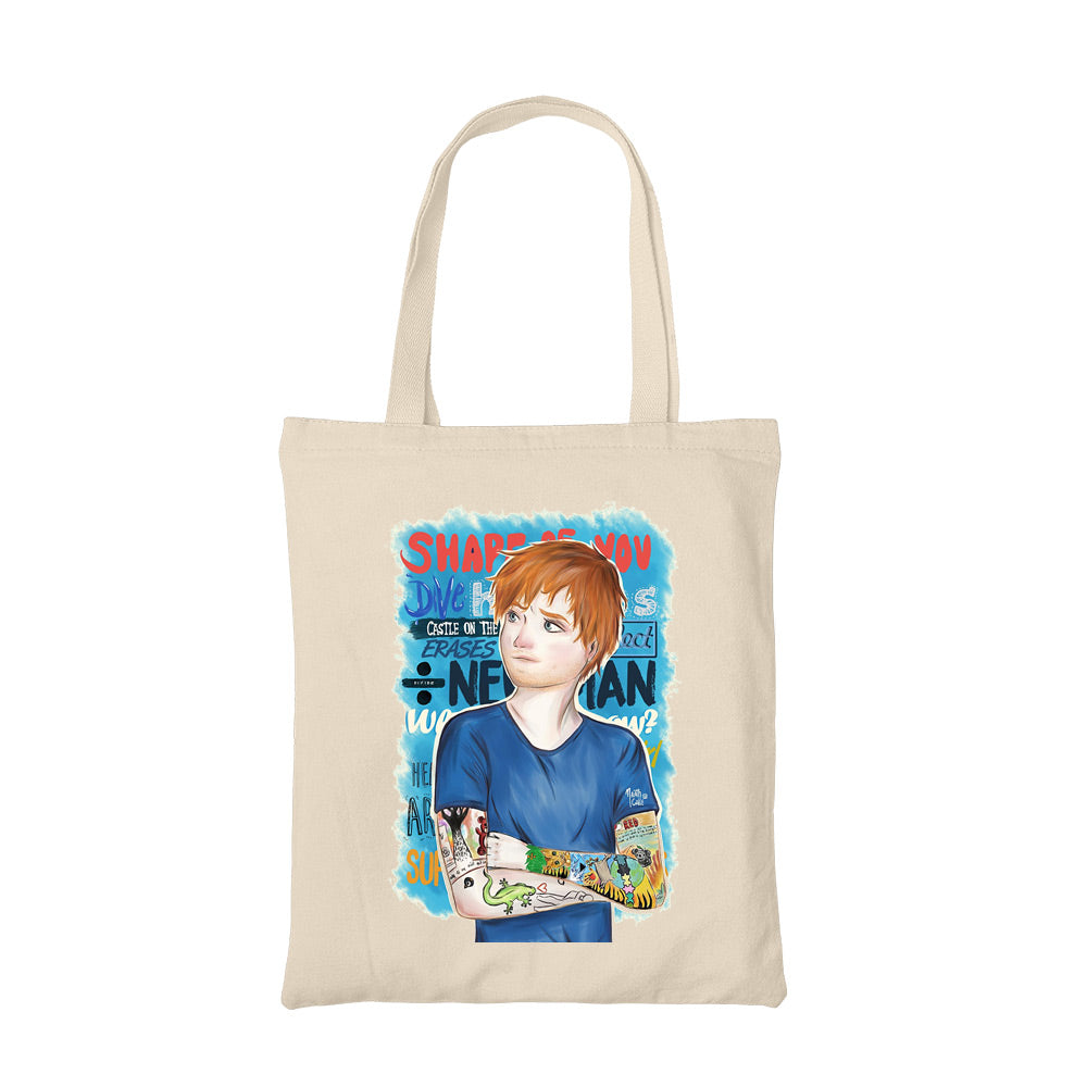 ed sheeran teddy tote bag hand printed cotton women men unisex