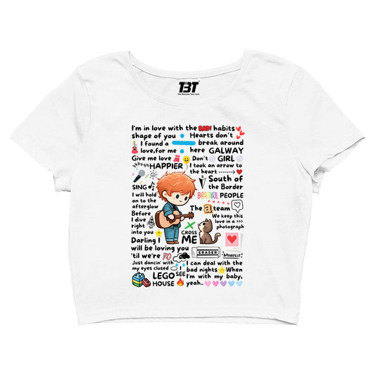 ed sheeran doodle crop top music band buy online united states of america usa the banyan tee tbt men women girls boys unisex white