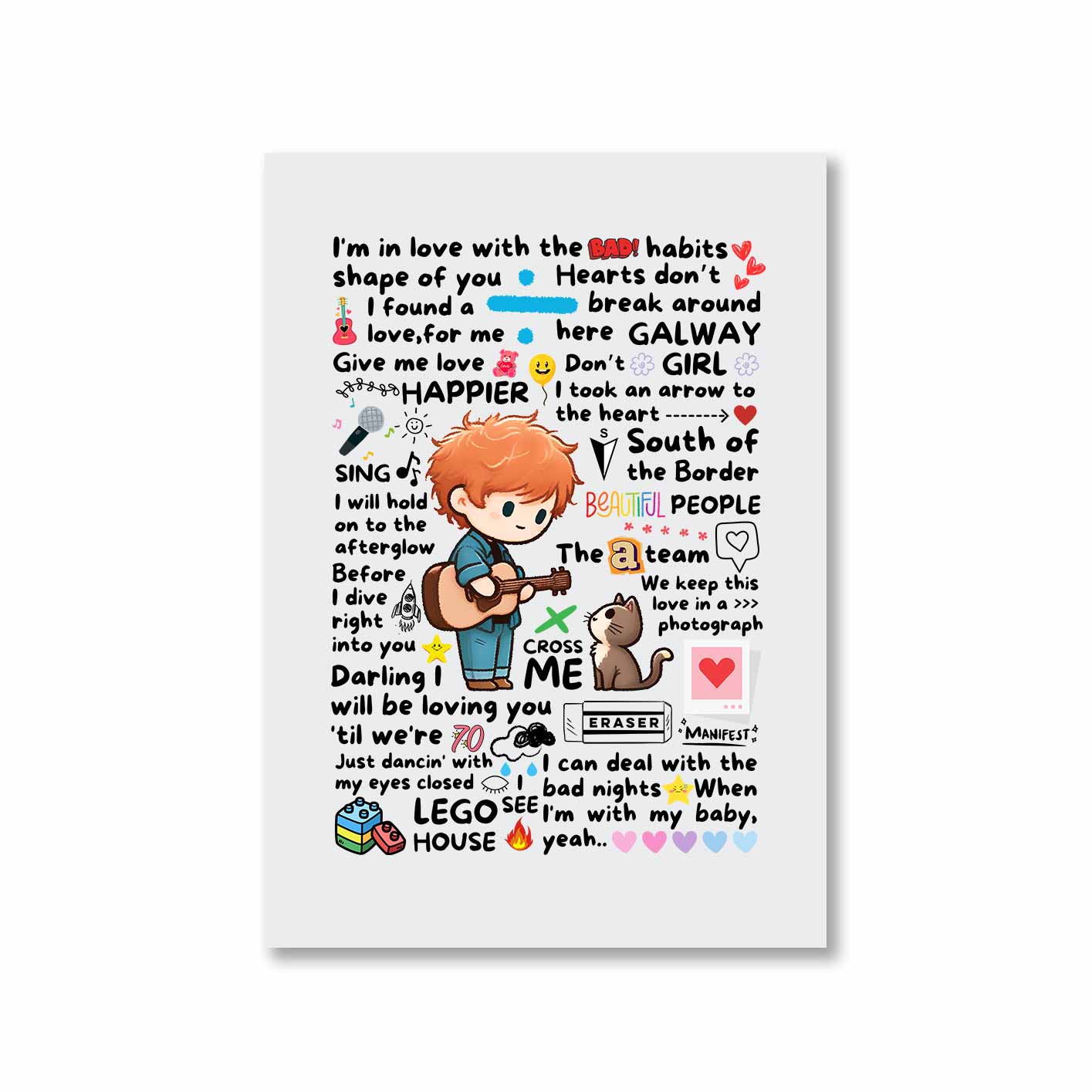 ed sheeran doodle poster wall art buy online united states of america usa the banyan tee tbt a4