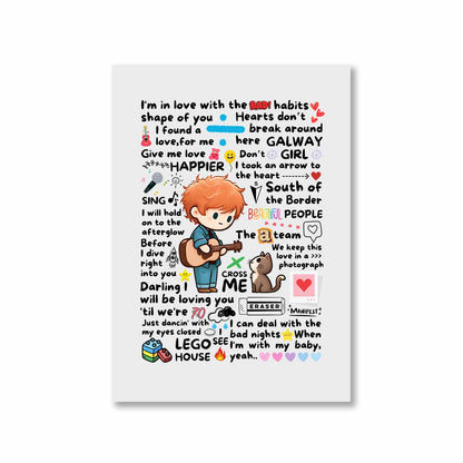 ed sheeran doodle poster wall art buy online united states of america usa the banyan tee tbt a4