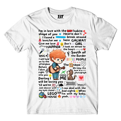 ed sheeran doodle t-shirt music band buy online usa united states the banyan tee tbt men women girls boys unisex white