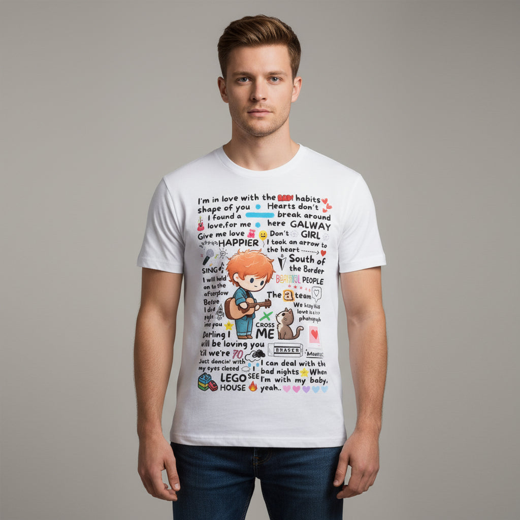 ed sheeran doodle t-shirt music band buy online united states of america usa the banyan tee tbt men women girls boys unisex baby pink