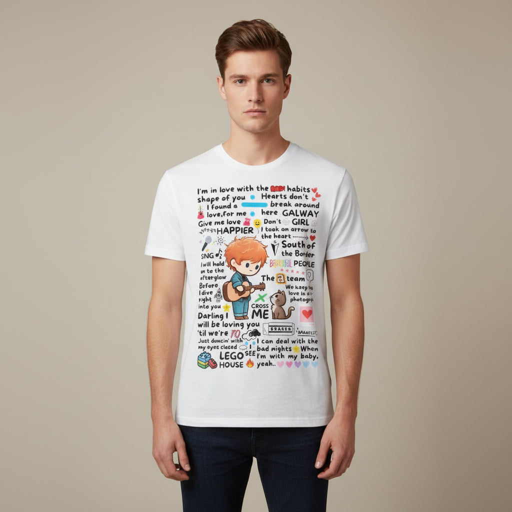 ed sheeran doodle t-shirt music band buy online united states of america usa the banyan tee tbt men women girls boys unisex baby pink