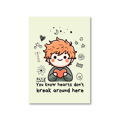 ed sheeran hearts don't break around here poster wall art buy online united states of america usa the banyan tee tbt a4