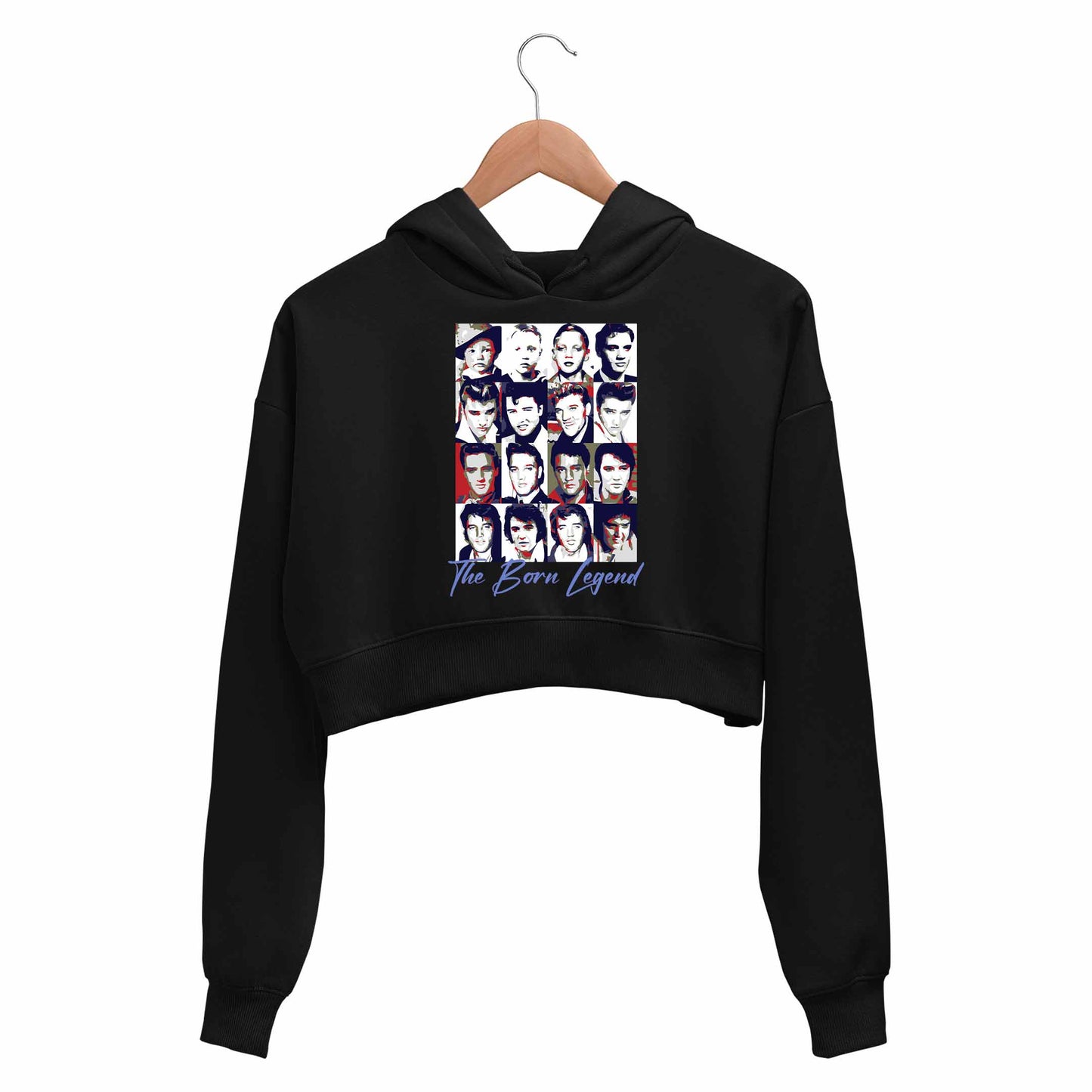 elvis presley the born legend crop hoodie hooded sweatshirt upper winterwear music band buy online india the banyan tee tbt men women girls boys unisex black