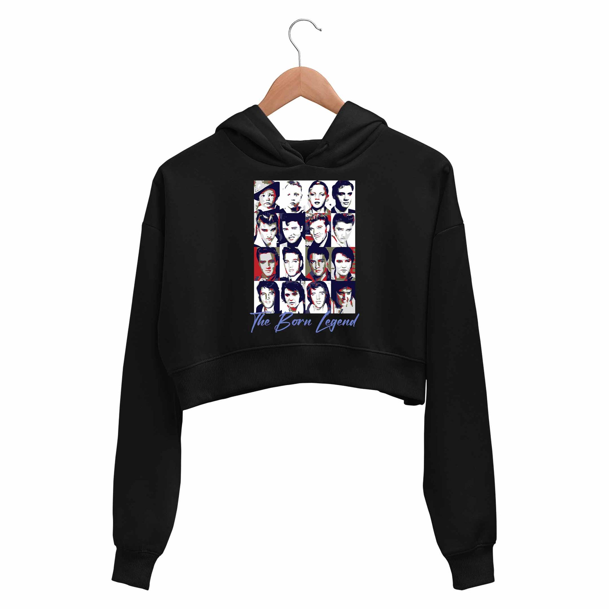 elvis presley the born legend crop hoodie hooded sweatshirt upper winterwear music band buy online india the banyan tee tbt men women girls boys unisex black