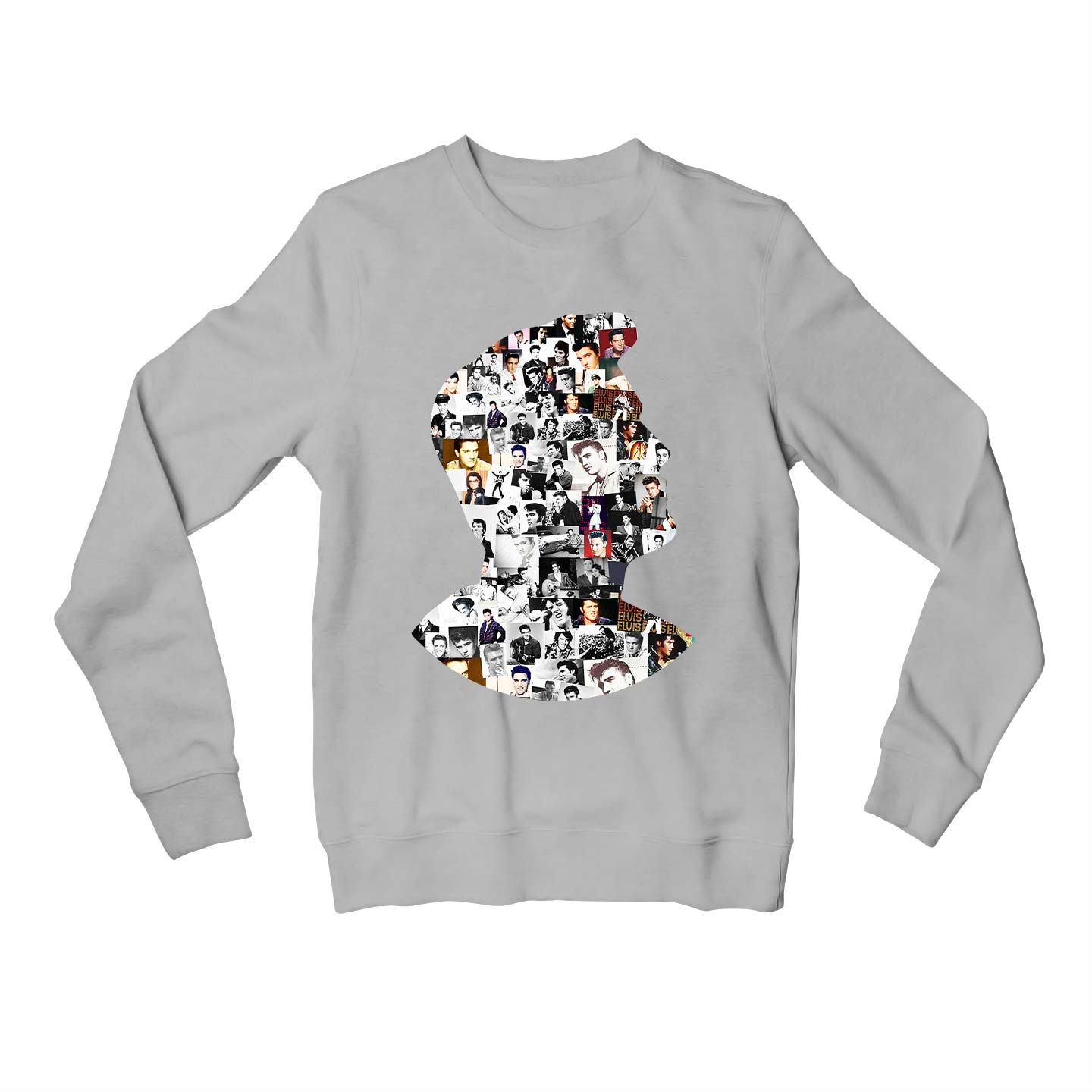 elvis presley rock 'n roll mosaic sweatshirt upper winterwear music band buy online united states usa the banyan tee tbt men women girls boys unisex gray