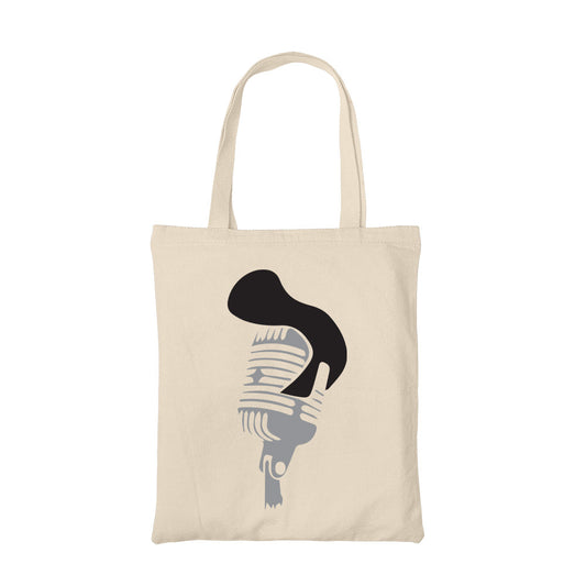 elvis presley mic tote bag hand printed cotton women men unisex