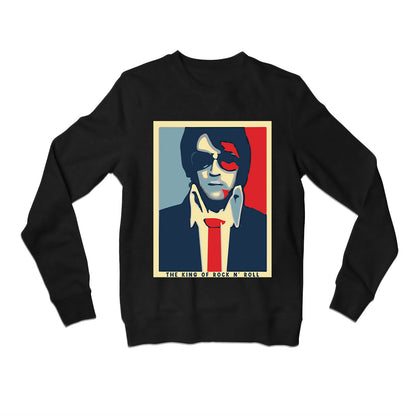 elvis presley the king of rock 'n roll sweatshirt upper winterwear music band buy online united states of america usa the banyan tee tbt men women girls boys unisex black