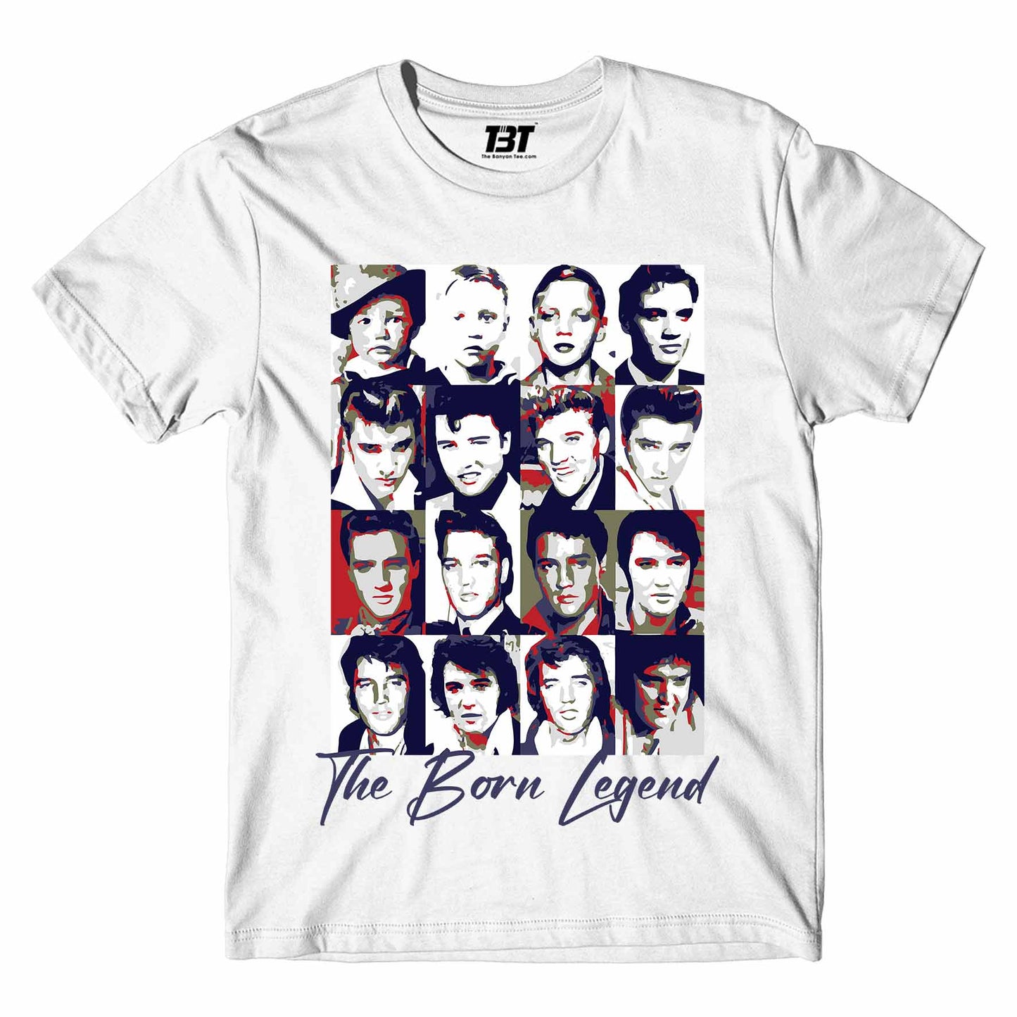 elvis presley the born legend t-shirt music band buy online usa united states the banyan tee tbt men women girls boys unisex white