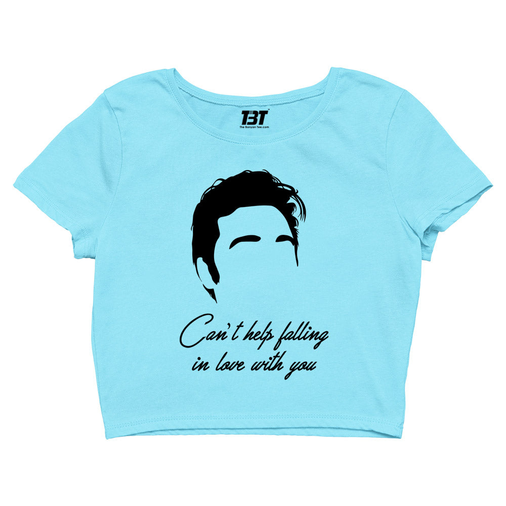elvis presley can't help falling in love with you crop top music band buy online united states of america usa the banyan tee tbt men women girls boys unisex Sky Blue