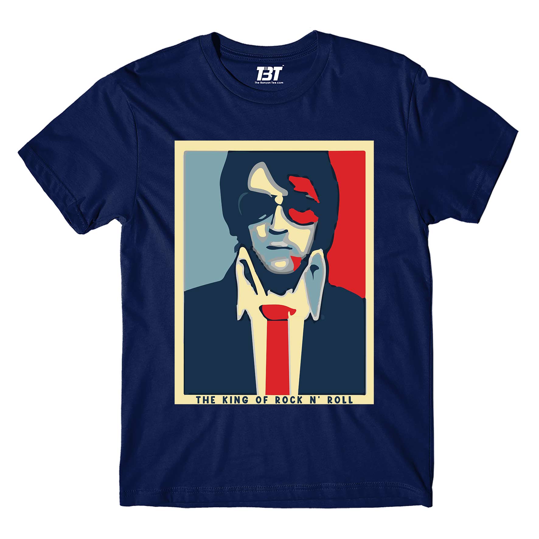 elvis presley the king of rock 'n roll t-shirt music band buy online usa united states the banyan tee tbt men women girls boys unisex navy