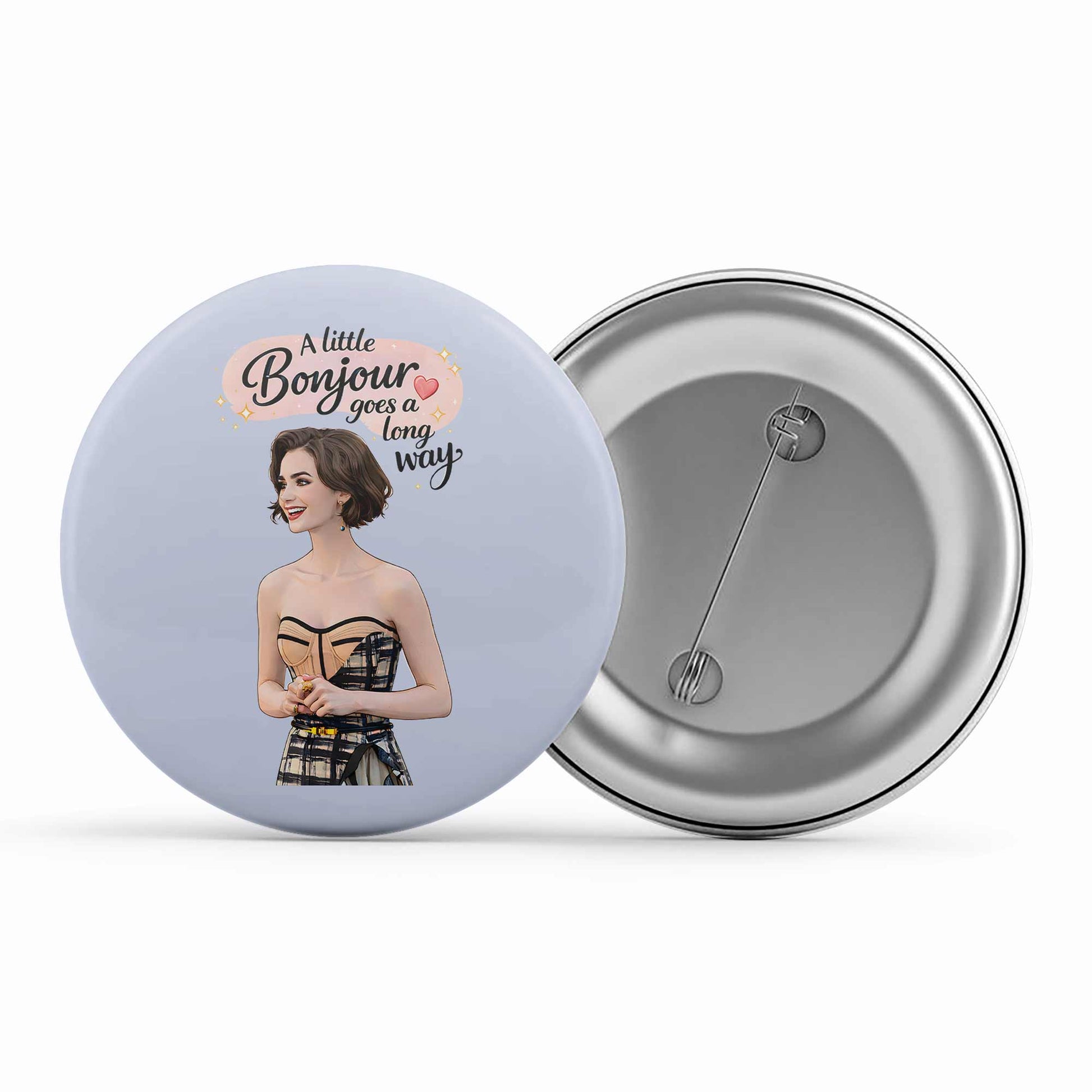 emily in paris a little bonjour badge pin button tv & movies buy online united states usa the banyan tee tbt men women girls boys unisex  
